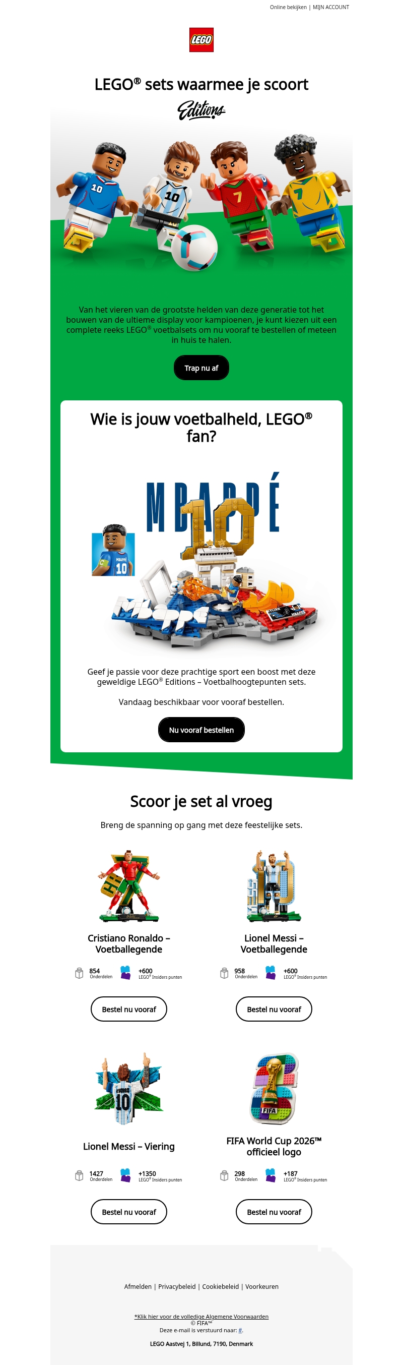 Ben je klaar voor de aftrap, LEGO® fan? Ben je klaar voor de aftrap, LEGO® fan?
