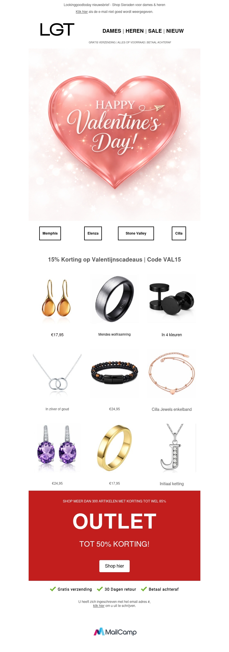 Valentijnsactie ❤️ 15% korting op sieraden Valentijnsactie ❤️ 15% korting op sieraden