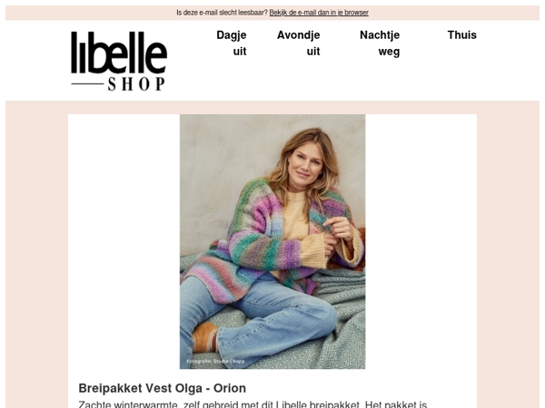 Zachte winterwarmte, zelf gebreid met de Libelle breipakketten