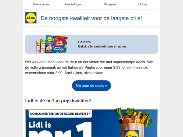 Lidl verkozen tot winnaar prijs kwaliteit