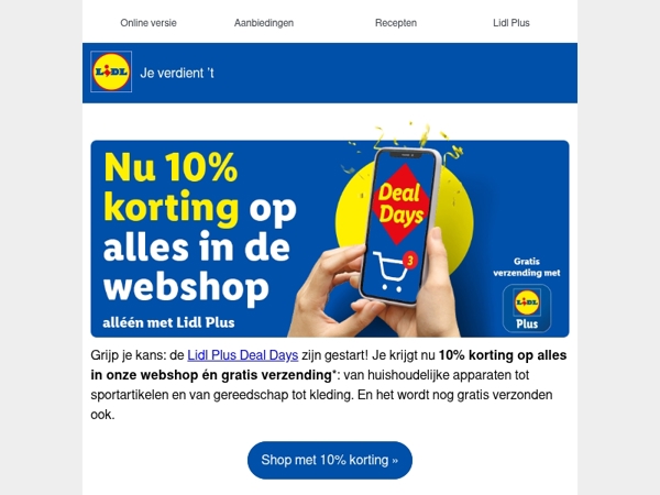 10% korting op alles én gratis verzending 🤑