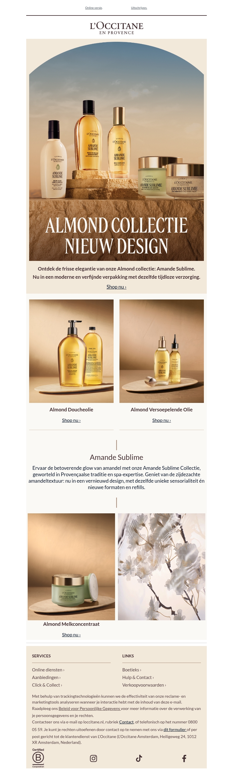Amande Sublime Collectie, in een vernieuwd design Amande Sublime Collectie, in een vernieuwd design