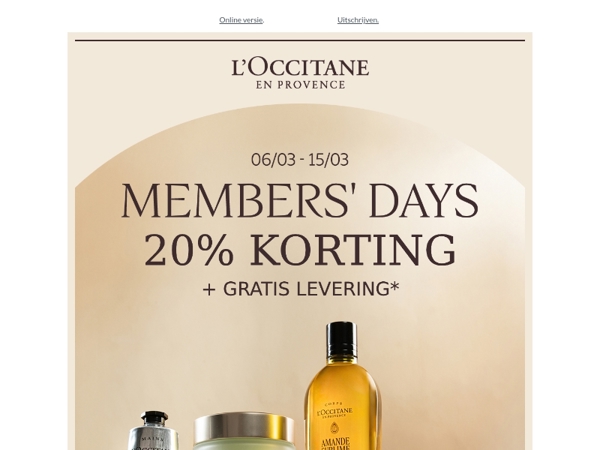 -20% op bestsellers tijdens onze Members' Days