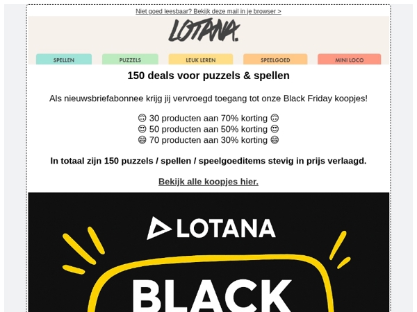 Black Friday-preview voor nieuwsbriefabonnees