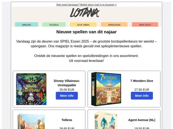 Het spellenseizoen is gestart.