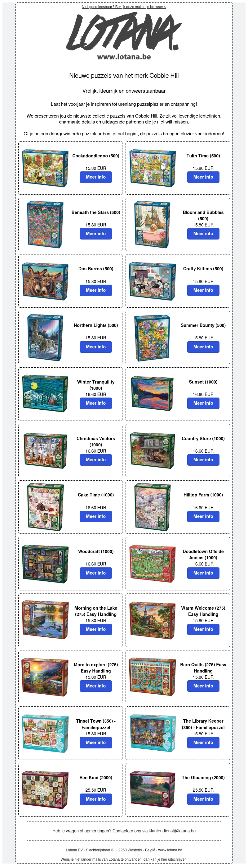 De nieuwe puzzels van Cobble Hill zijn toegekomen. De nieuwe puzzels van Cobble Hill zijn toegekomen.
