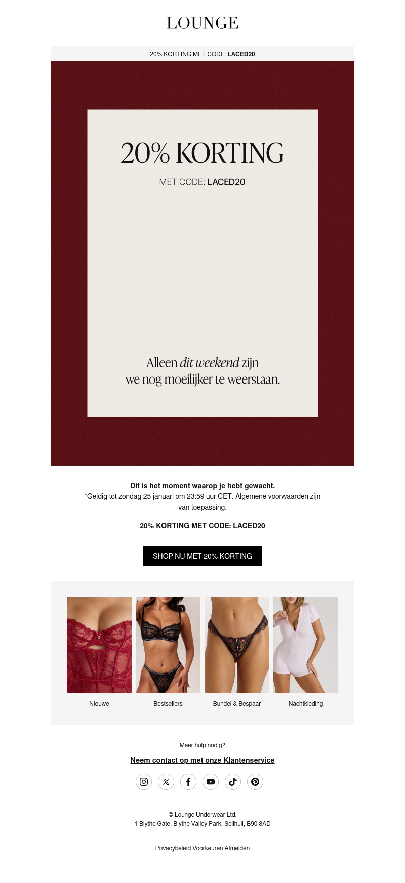 20% korting. Alleen dit weekend. 20% korting. Alleen dit weekend.