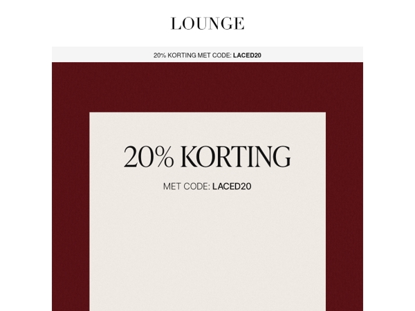 20% korting. Alleen dit weekend.