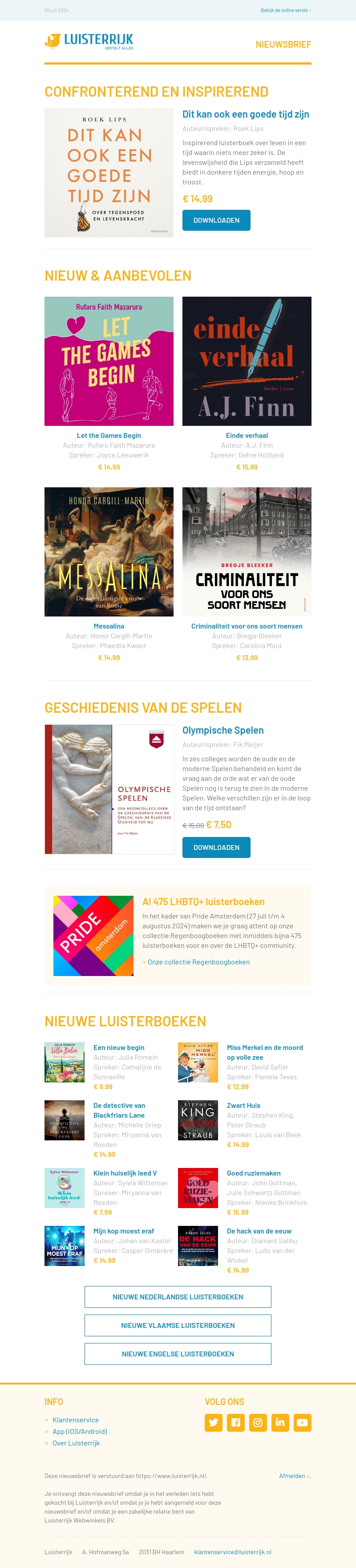 Roek Lips leest Dit kan ook een goede tijd zijn | 50% korting op college Olympische Spelen | Pride: 475 LHBTQ luisterboeken | Stephen King: Zwart Huis Roek Lips leest Dit kan ook een goede tijd zijn | 50% korting op college Olympische Spelen | Pride: 475 LHBTQ luisterboeken | Stephen King: Zwart Huis