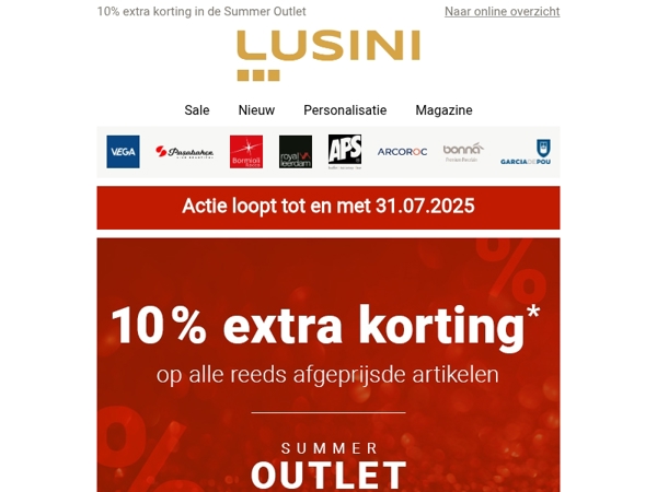 Nog tot donderdag: 10% extra korting in de Summer Outlet!
