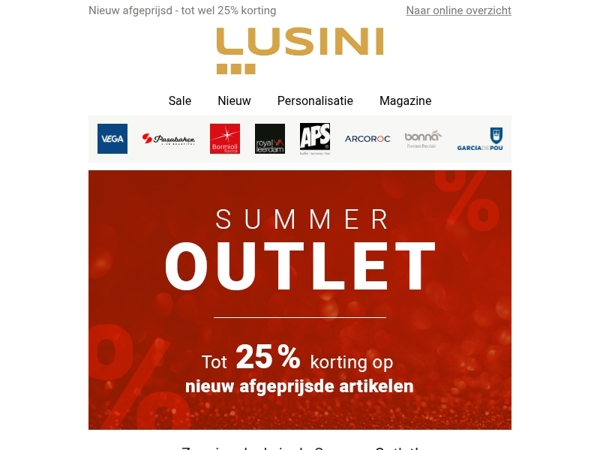 Het is zover: Summer Outlet met kortingen tot 25%!