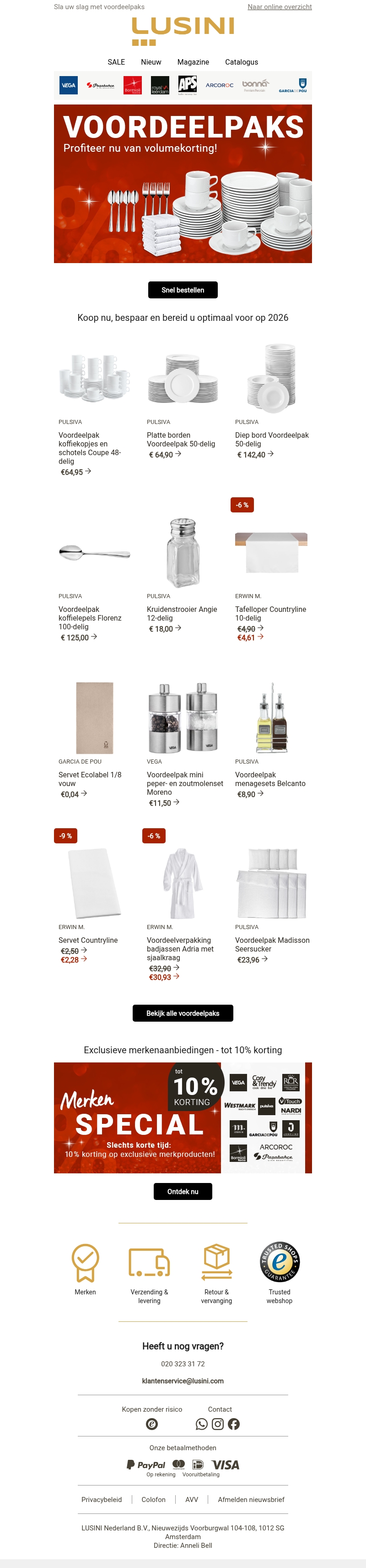 Sparen met volumekorting: Voordeelpaks voor de horeca Sparen met volumekorting: Voordeelpaks voor de horeca