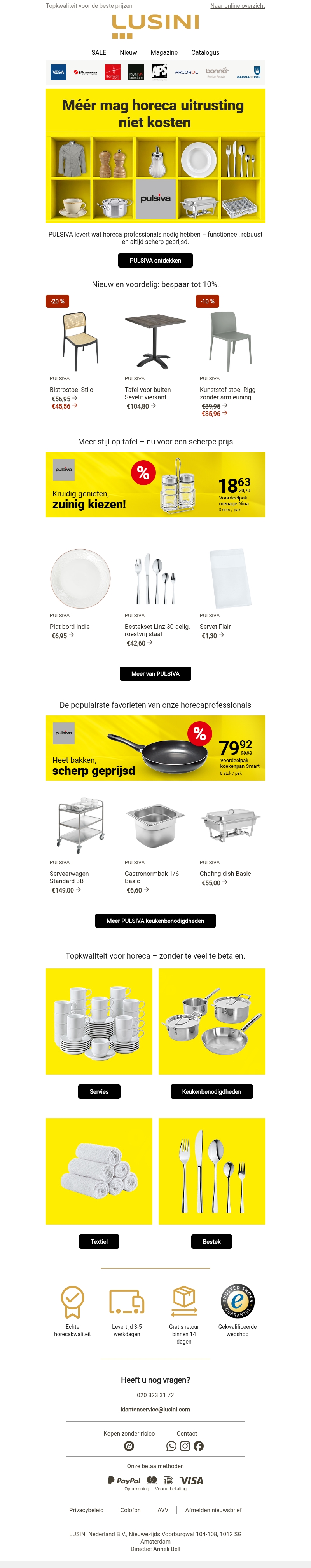 PULSIVA aanbiedingen: horeca‑benodigdheden nu extra voordelig PULSIVA aanbiedingen: horeca‑benodigdheden nu extra voordelig