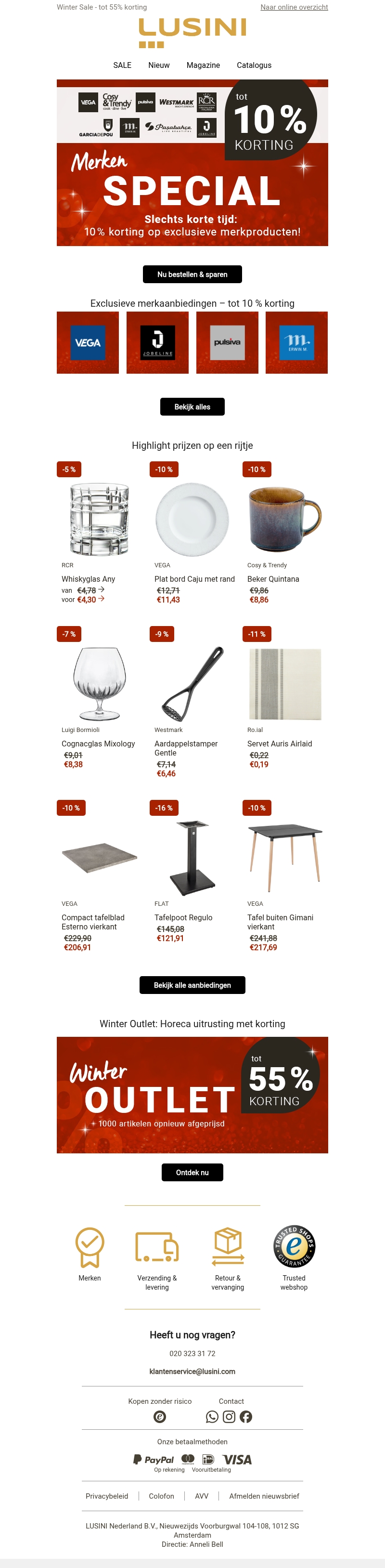 Tot 55% korting: Merken Special & Winter Outlet voor de horeca Tot 55% korting: Merken Special & Winter Outlet voor de horeca