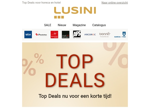 Topaanbiedingen voor horeca en hotels – bespaar tot 25%!