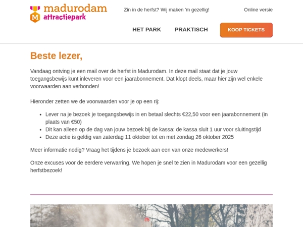 Correctiemail: herfst in Madurodam!