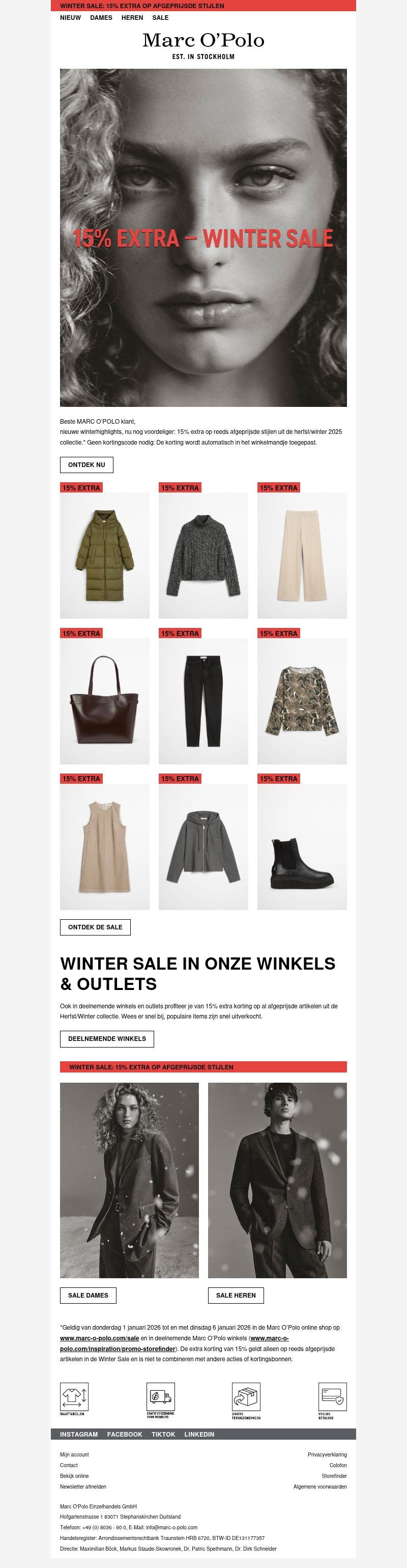 Winter Sale: 15% extra op afgeprijsde stijlen Winter Sale: 15% extra op afgeprijsde stijlen