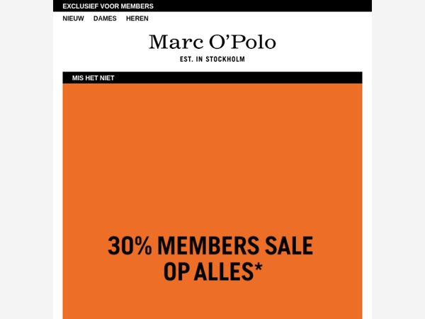 Alleen nog tot morgen: 30% MEMBERS SALE