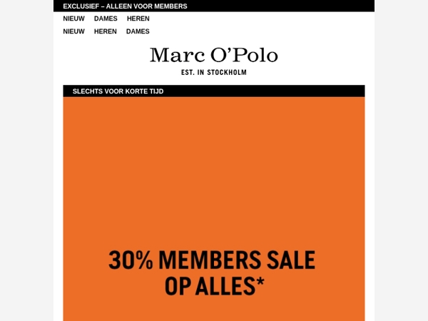 BESPAAR 30% TIJDENS DE MEMBERS SALE