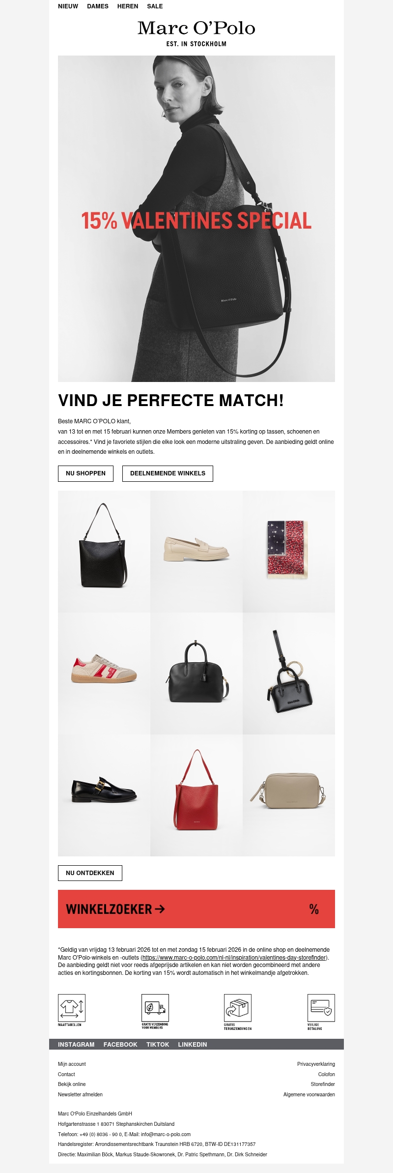Valentijnsspecial: 15% korting op schoenen, tassen en accessoires Valentijnsspecial: 15% korting op schoenen, tassen en accessoires