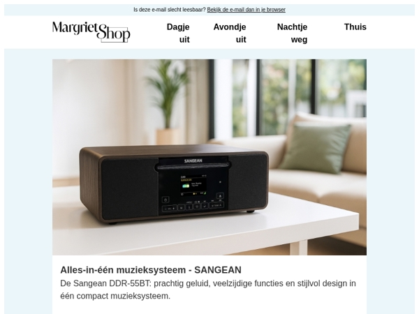 Geniet van prachtig geluid in één compact muzieksysteem