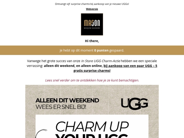 SHOP UGG ONLINE + krijg 5 gratis charms cadeau!