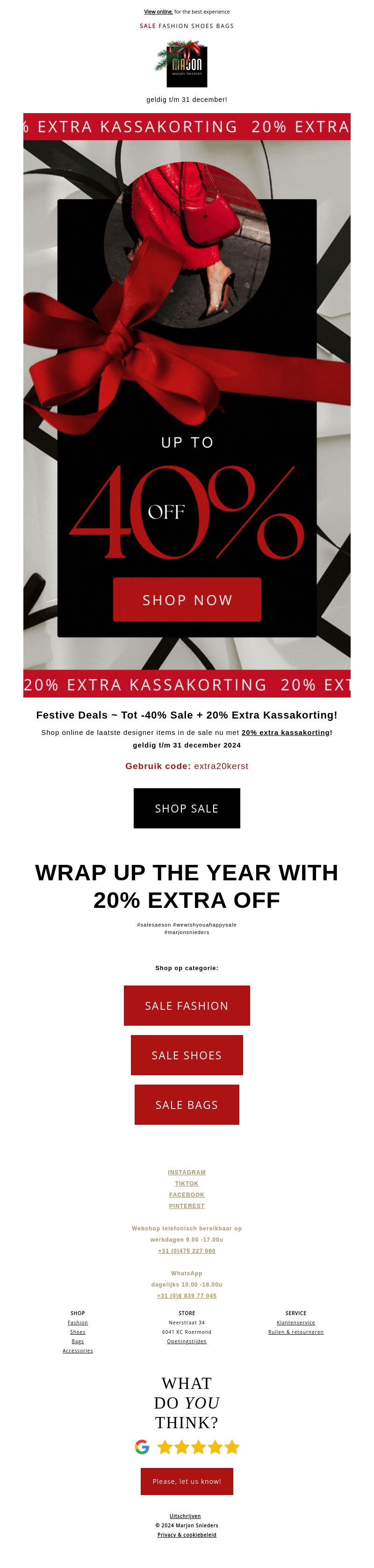 20% EXTRA KASSAKORTING BOVENOP DE SALE! 20% EXTRA KASSAKORTING BOVENOP DE SALE!