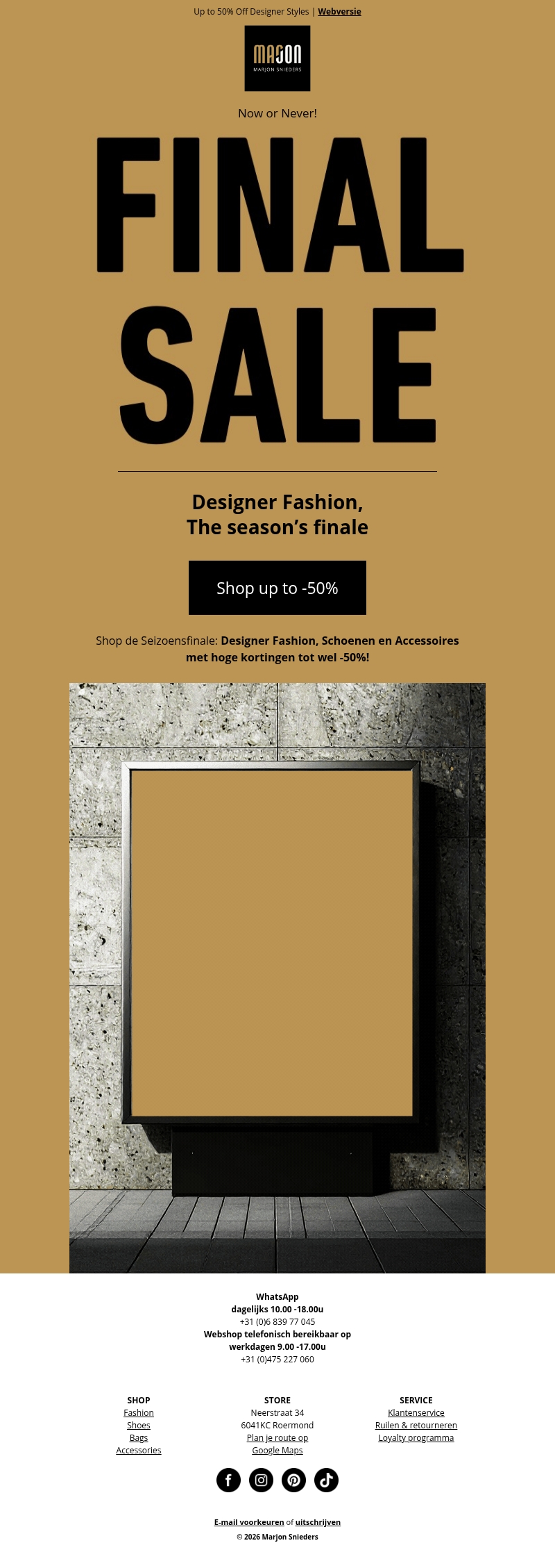 FINAL SALE! Designer Fashion – The Season’s Grand Finale FINAL SALE! Designer Fashion – The Season’s Grand Finale