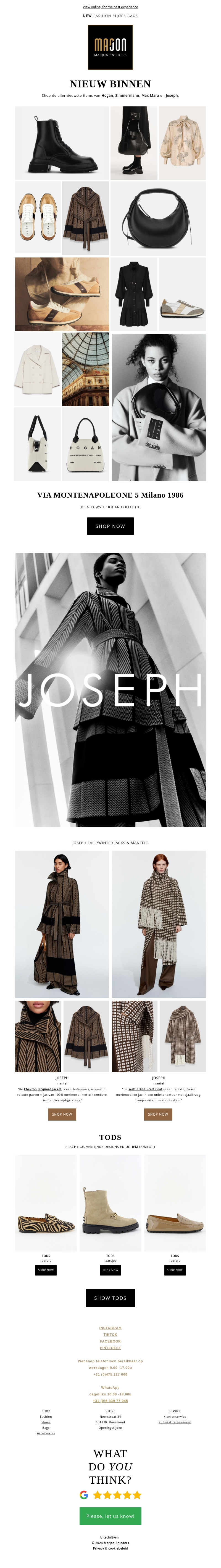 NIEUW BINNEN: Hogan, Zimmermann, Joseph & More NIEUW BINNEN: Hogan, Zimmermann, Joseph & More