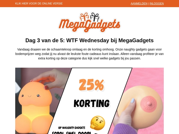 WTF Wednesday, extra korting op alle naughty gadgets 😈