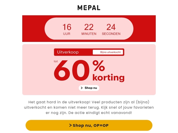 Bijna uitverkocht | tot 60% korting in onze outlet