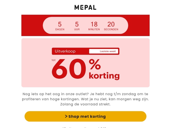 Laatste week | tot 60% korting in onze outlet