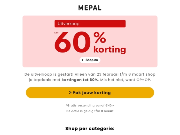 Uitverkoop | tot 60% korting