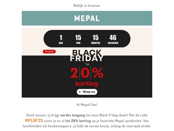 Shop met voorrang en krijg tot 20% korting