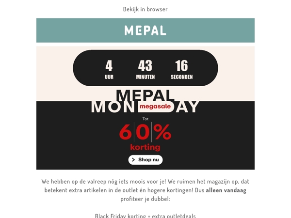 MEPAL MONDAY | Extra uitverkoop met korting tot 60%