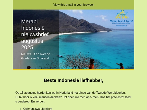 Merapi Indonesië nieuwsbrief augustus