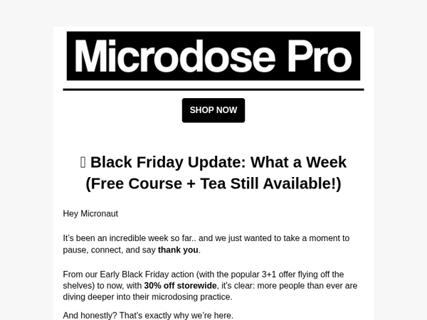 🍄 Black Friday Update: What a Week (Free Course + Tea Still Available!)