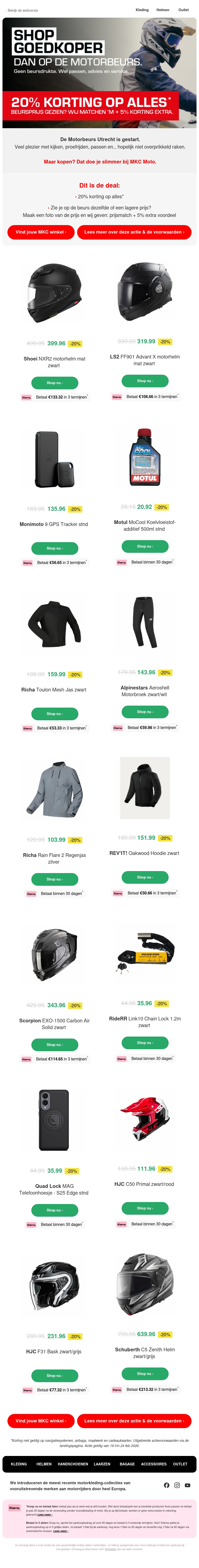 Beursdeal gezien? MKC Moto matcht + 5% extra korting Beursdeal gezien? MKC Moto matcht + 5% extra korting