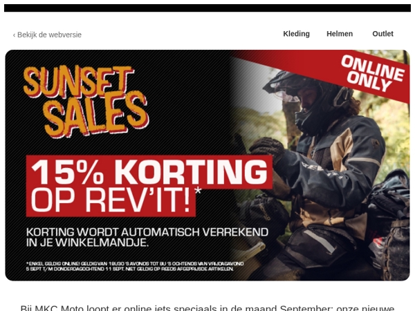 Online offer: -15% op alles van REV'IT!