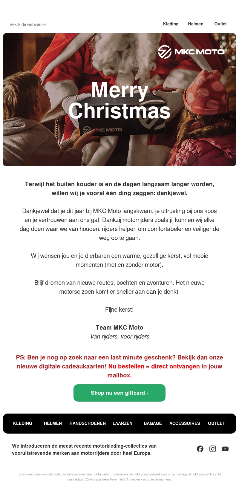 MKC Moto wenst al zijn klanten een zalig Kerstfeest MKC Moto wenst al zijn klanten een zalig Kerstfeest