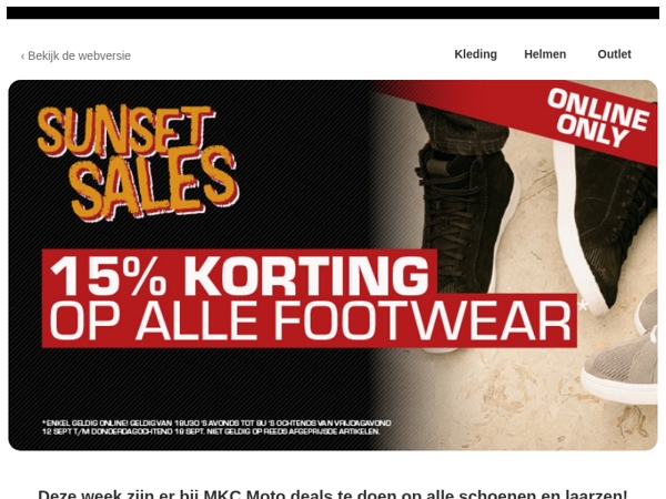 Online only: -15% op alle FOOTWEAR!