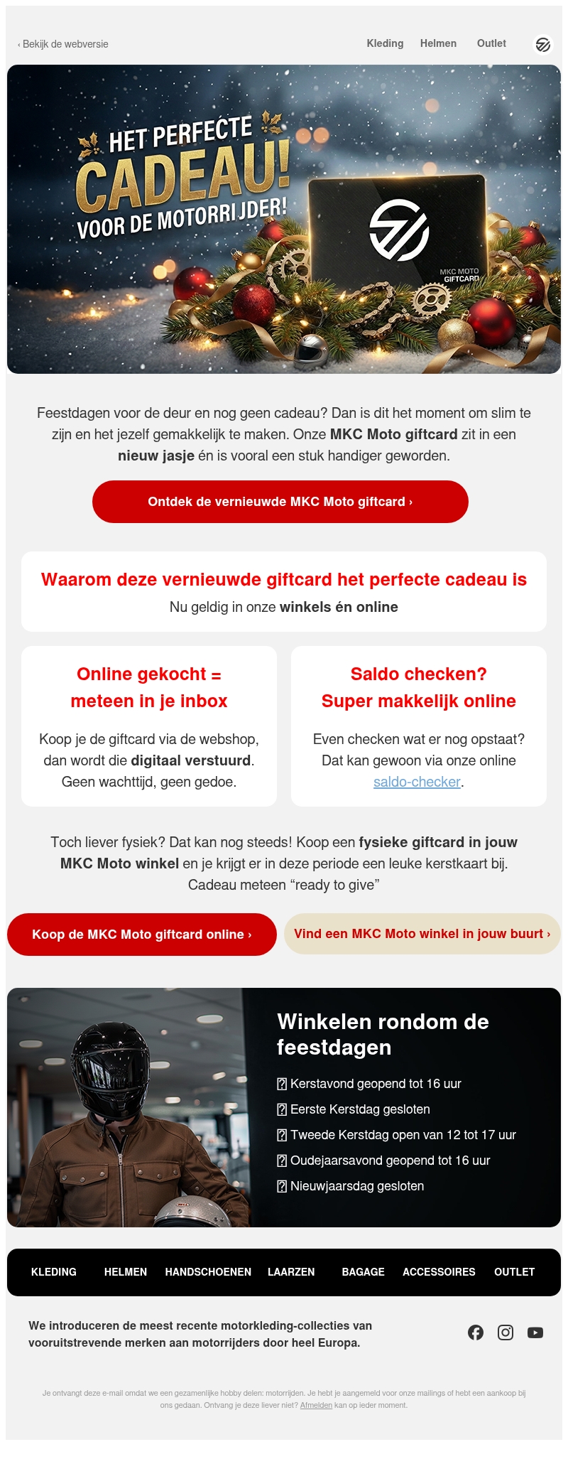 Dé cadeauklassieker, maar dan slimmer: de MKC Moto giftcard 🎁 Dé cadeauklassieker, maar dan slimmer: de MKC Moto giftcard 🎁