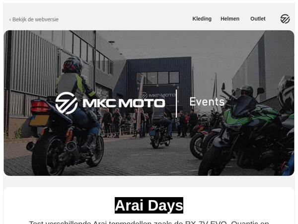 Zien wij jou op de Arai Day?