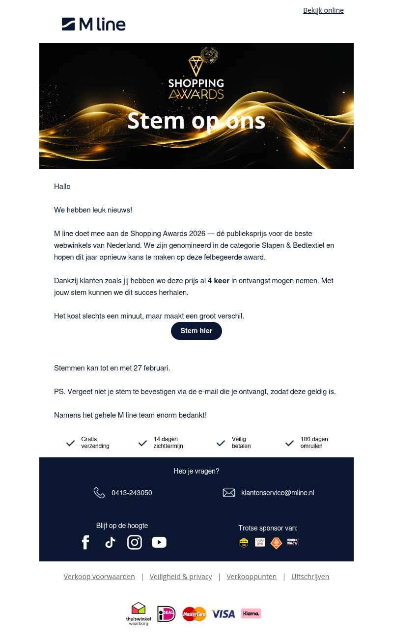 Stem op M line | Shopping Awards Stem op M line | Shopping Awards
