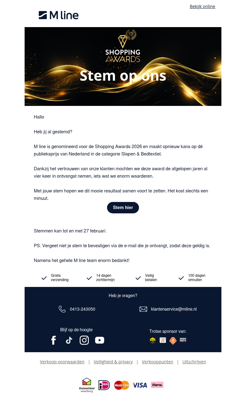 Reminder - Stem op M line | Shopping Awards Reminder - Stem op M line | Shopping Awards