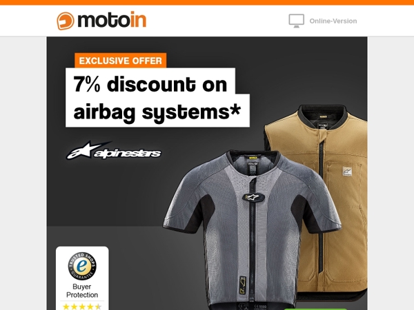 7% discount on Alpinestars airbags!