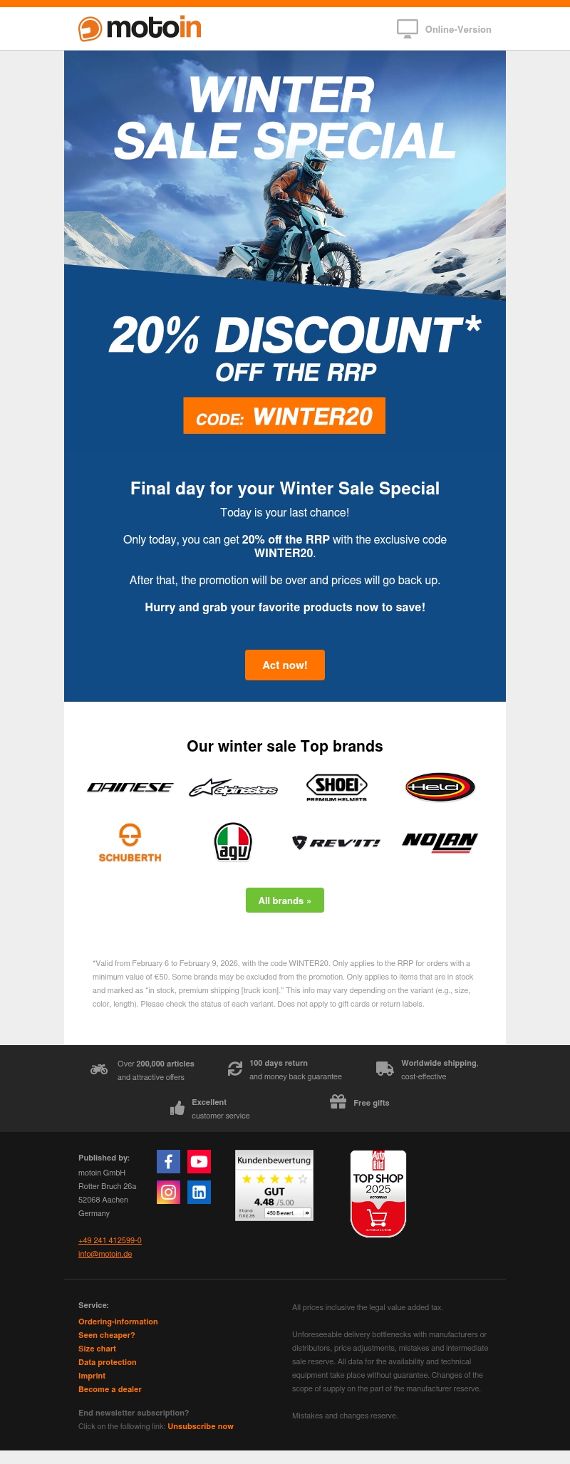π¨ Last chance: Get 20% extra off Winter Sale π¨ Last chance: Get 20% extra off Winter Sale
