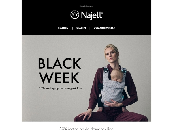 30% korting op de draagzak Rise