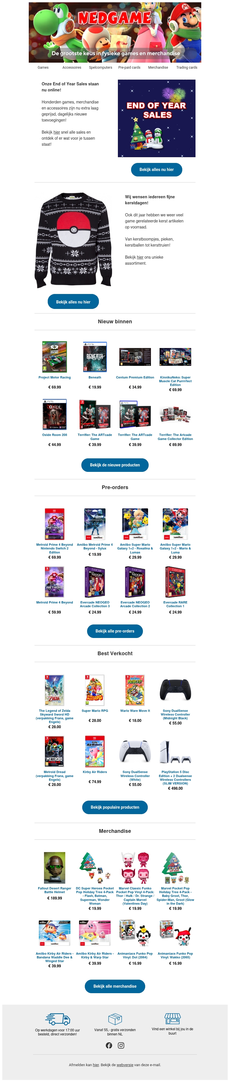 Onze END OF YEAR SALES staan nu online / De leukste game gerelateerde kerst artikelen
Onze END OF YEAR SALES staan nu online / De leukste game gerelateerde kerst artikelen
