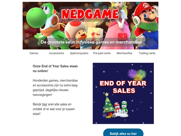 Onze END OF YEAR SALES staan nu online / De leukste game gerelateerde kerst artikelen
